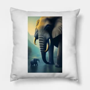 Mama Elephant and her baby Pillow