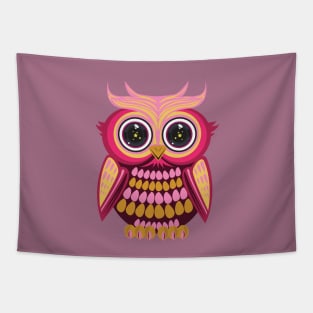 Star Eye Owl - Pink Orange Tapestry