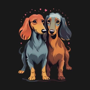 Long Haired Dachshund Love Valentine Dayes T-Shirt