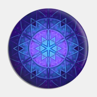 Mosaic Kaleidoscope Flower Blue and Purple Pin