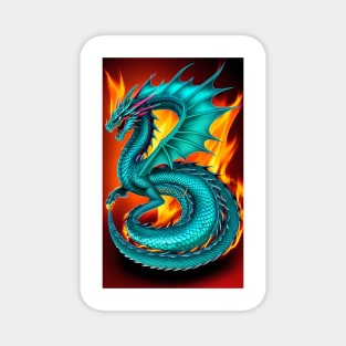 Dragon Fire Turquoise Fantasy Magnet