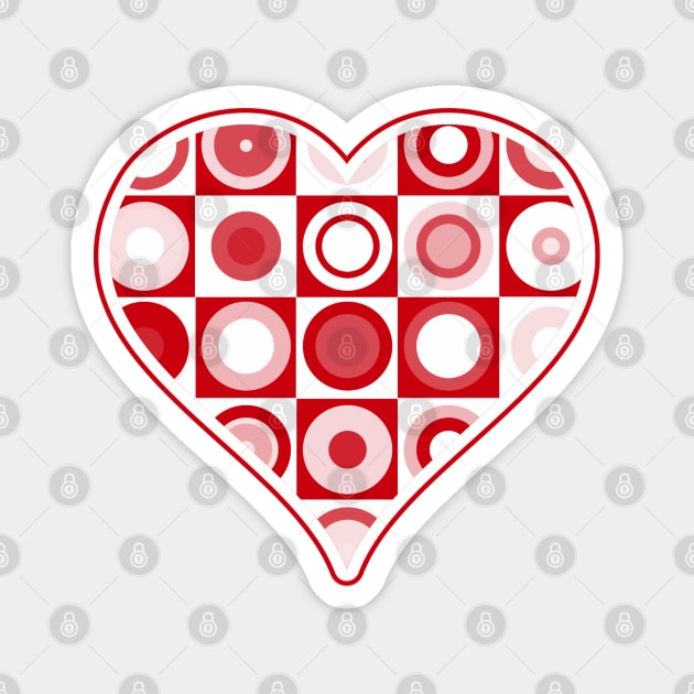 1960s Retro Red Circles Heart Magnet by HolidayBug