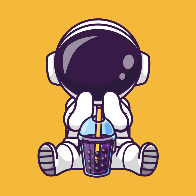 Cute Astronaut Drinking Boba Milk Tea Space Cartoon by Catalyst Labs