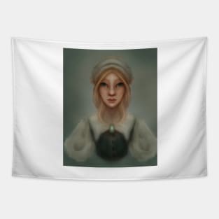 Goblincore Fairy Illustration and Character Design Young Fairy Girl In Servants Historical Dress Fantasy Art Tapestry