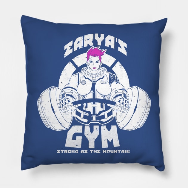 Zarya's gym Pillow by CoinboxTees