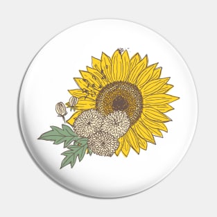 Sunflowers and Mums Pin