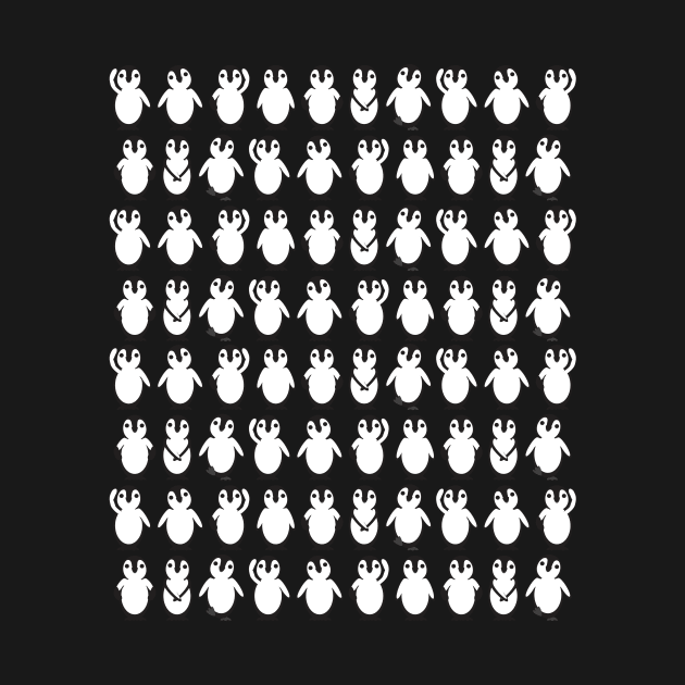 Black White Cute Penguins Pattern by sigdesign