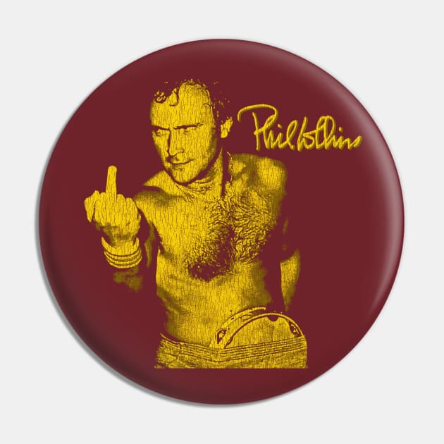 Funny Phil Collins Fan Art Yellow Gold Pin by Bingung Mikir Nama Design