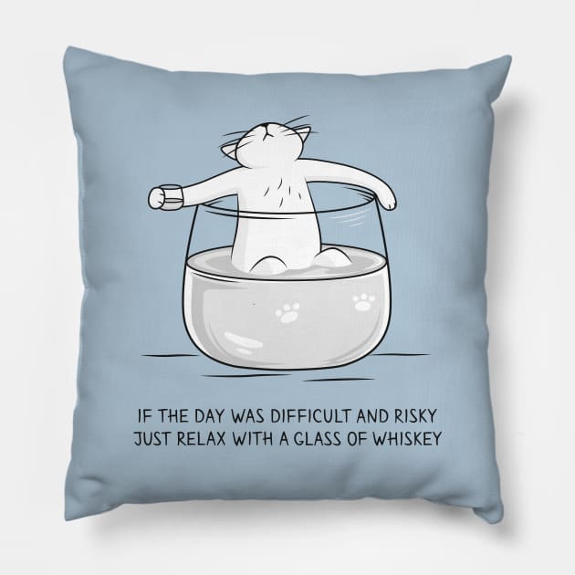 A whiskey glass to make the day pass with lyric Pillow by runcatrun