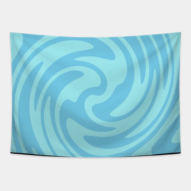 Retro 70 Blue Swirl Abstract Spiral Tapestry by Trippycollage