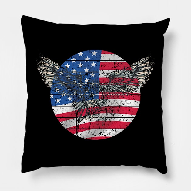 4th Of July Merica USA Flag Bald Eagle Patriotic Veteran flag Independence day Patriot Pillow by andreperez87