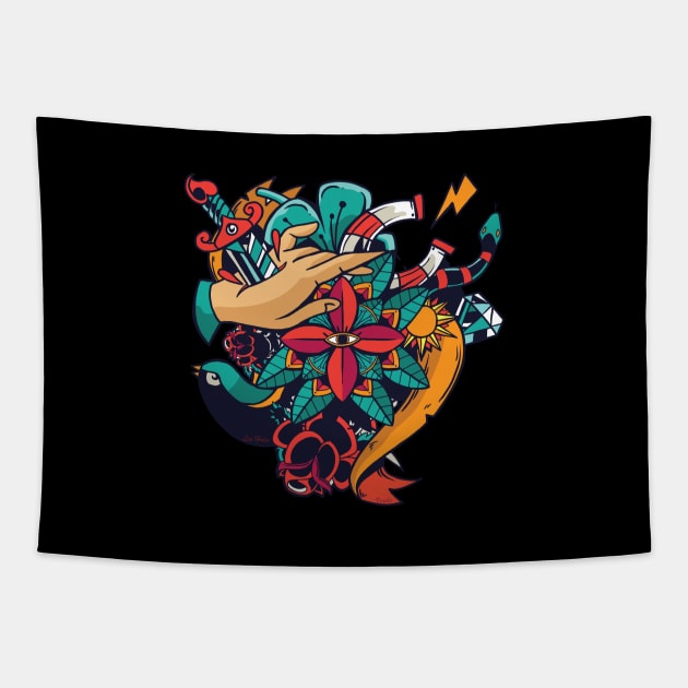 Colorful Tattoo Tapestry by Lees Tees