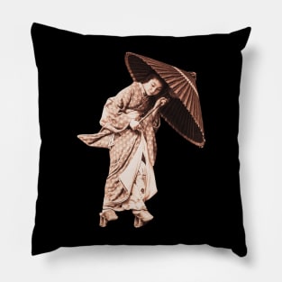 Japanese Woman and a Parasol (19th-20th century ) Pillow