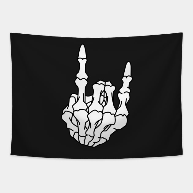 Rock On Skeleton Hand Tapestry by ChicGraphix