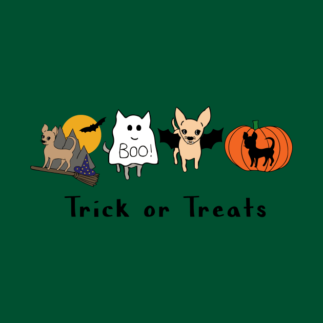 Green Halloween Chis - Smooth coat chihuahuas - Halloween Chihuahua Tee by bettyretro