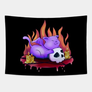 Kawaii Cat Pastel Goth Anime Aesthetic Tapestry