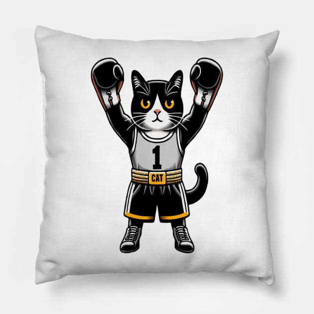 funny boxing cat boxe boys kids Pillow by WOLVES STORE