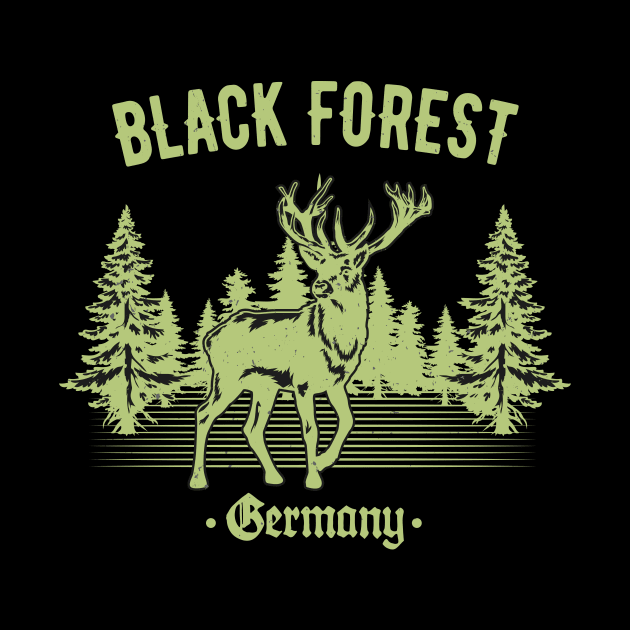 Black Forest Germany Deer with Trees Swabia by Foxxy Merch