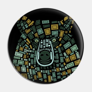 Abstract Mosaic Bear Face Pin