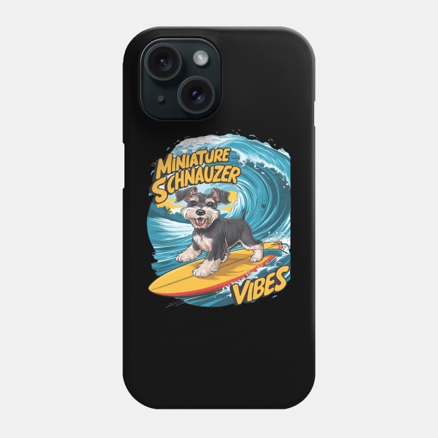 Wave-Riding Miniature Schnauzer Surfing Adventure Phone Case by coollooks