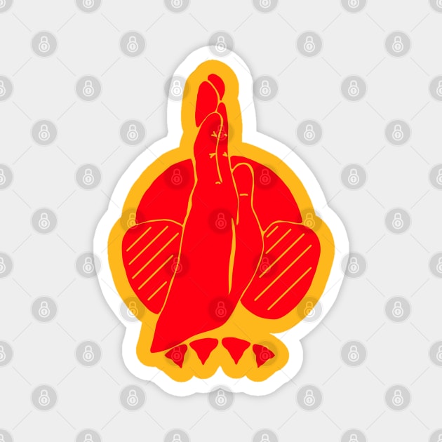 Red hand signal for shark, scuba diver design Magnet by Namwuob