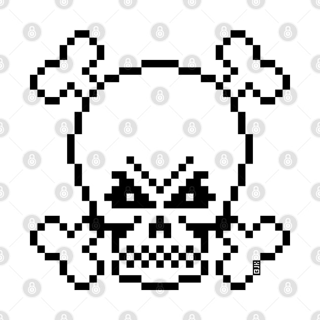 Skull And Crossbones (Pixel Art / Jolly Roger / Outline) by MrFaulbaum