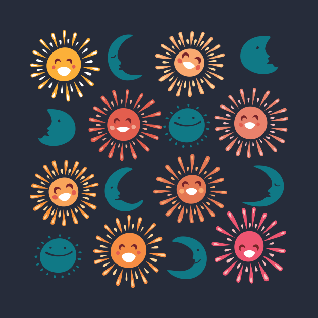 Smiling Suns and Moons by lauran