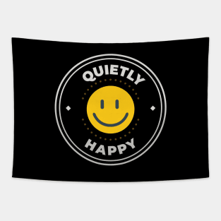 Quietly happy round logo Tapestry