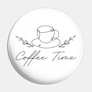 Coffee Time Line Art Pin