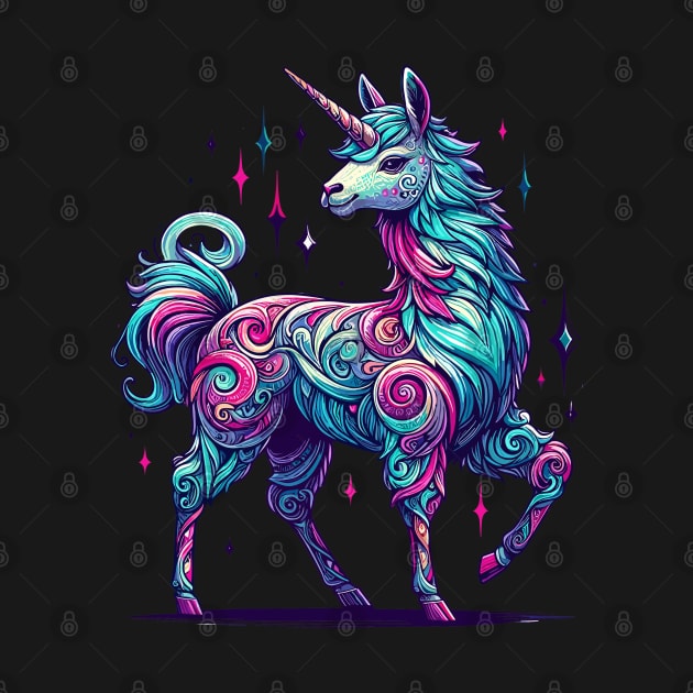 Trendy Doodle rainbow llamacorn unicorn llama by TomFrontierArt