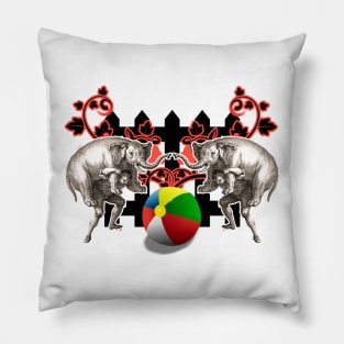 Elephant in the circus with colorful ball Pillow