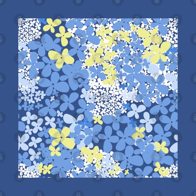 Wildflowers Seamless pattern. Flowering of small white flowers, blue, yellow. by KateQR