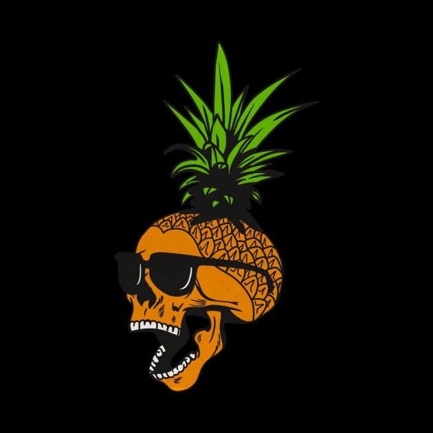 Pineapple, Skull wearing Glasses, Tropical Design by dukito