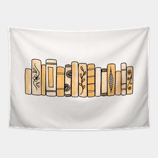 Orange Pastel Books Tapestry