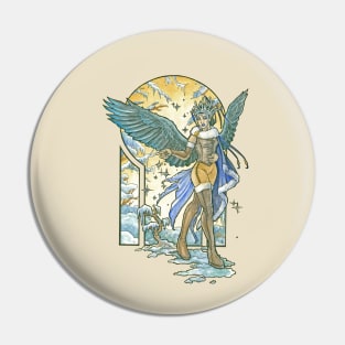 Angel of Winter Mucha Inspired Art Nouveau Angels of the Seasons Series Pin