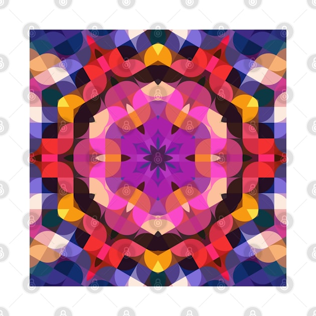 Retro Mandala Flower Pink Yellow and Blue by WormholeOrbital