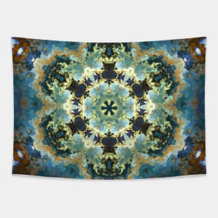 Psychedelic Kaleidoscope Blue Yellow and Brown Tapestry