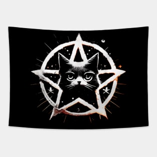 Black Cat Pentagram Pentacle Kitty Kitten Tapestry