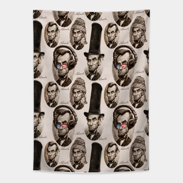 President Abraham Lincoln Seamless Pattern Tapestry by Mudge