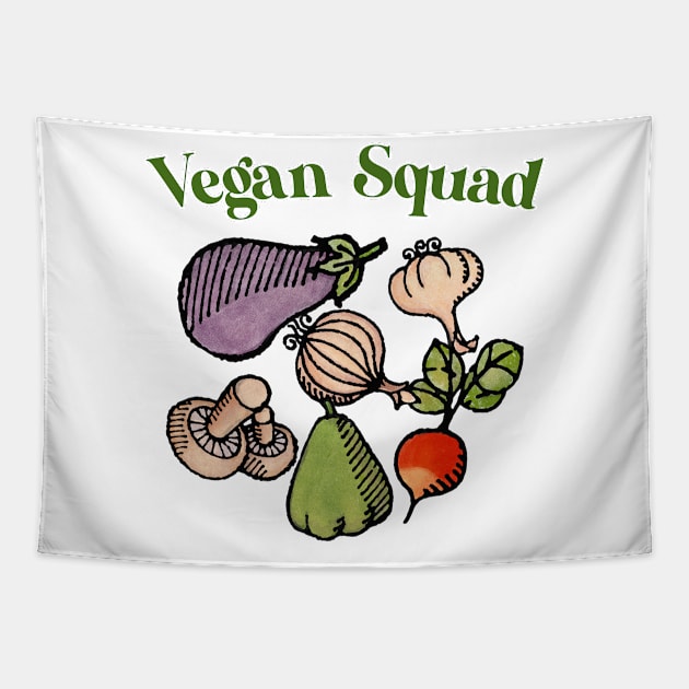 Vegan Squad #2 -- Vintage Styled Veganism Design Tapestry by CultOfRomance