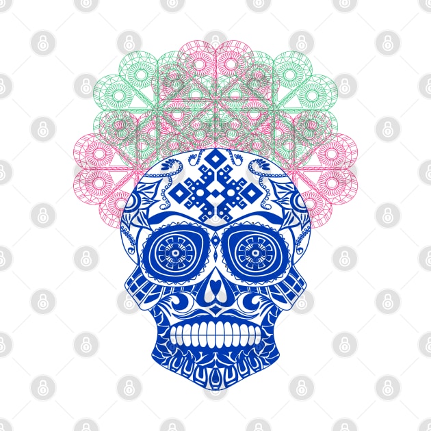 blue catrina calavera ecopop by jorge_lebeau