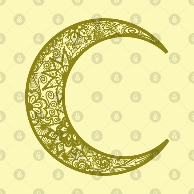 Green Henna Crescent Moon by Tilila