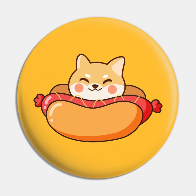 Shiba Inu Hotdog Pin by mintcorner