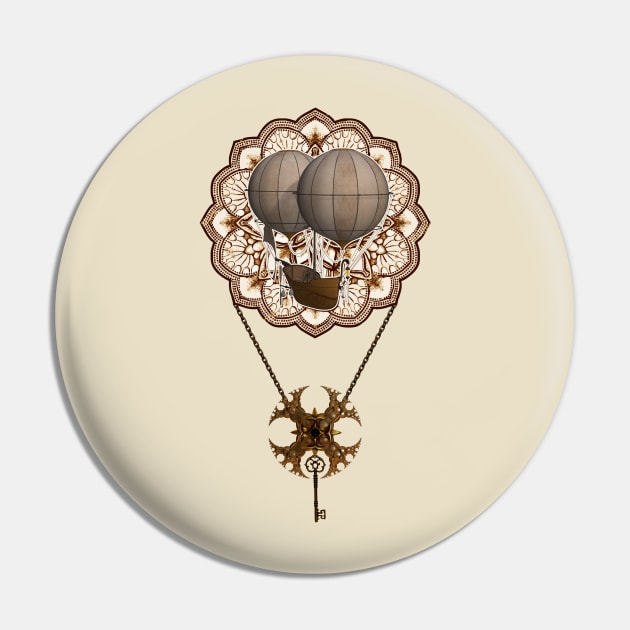 STEAMPUNK Vintage Time Travel Airship Mandala 1 Pin by EDDArt