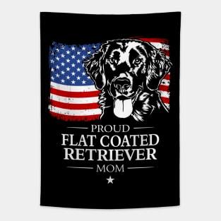 Proud Flat Coated Retriever Mom American Flag patriotic dog Tapestry