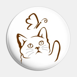 Cat and butterfly Pin