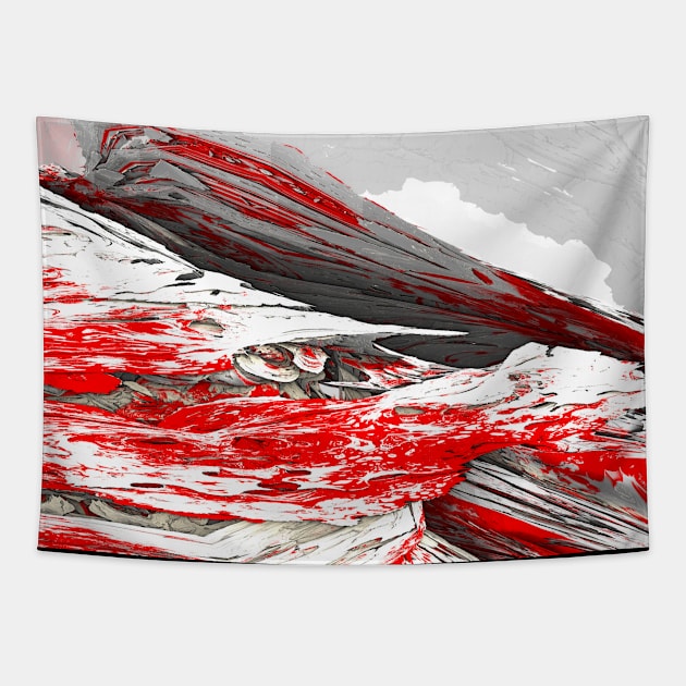 Snow american sport print, red ice rocks Tapestry by Pink Dessert