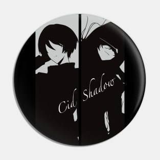 The Eminence In Shadow Cid Kagenou - Appearances of Cid Kageno Before and After Being a Shadow Drawn in Minimalist Black and White Style With Handwritten Text Pin