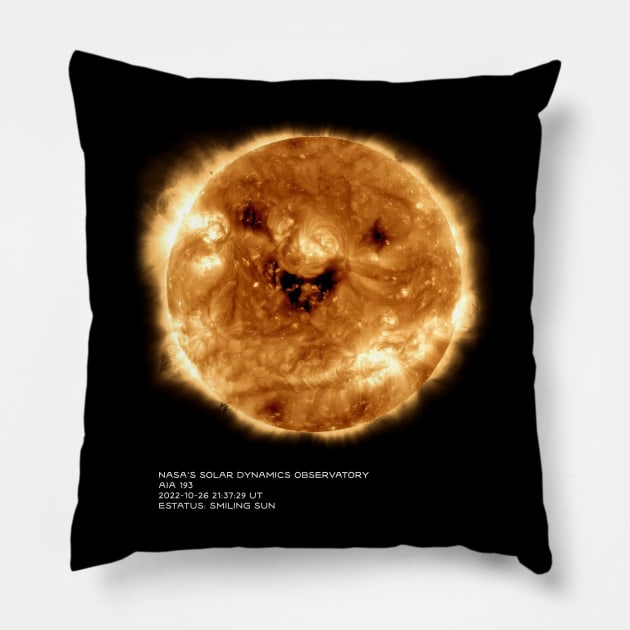 Smiling Sun Nasa's Solar Dynamics Observatory Pillow by Creatum