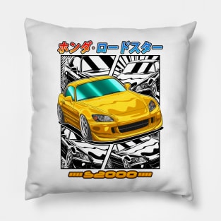 Yellow Honda S2000 Roadster Street Racing Pillow